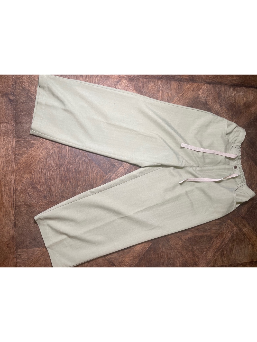 Caribbean Joe womens Lyocell light green elastic waist wide leg crop pant medium